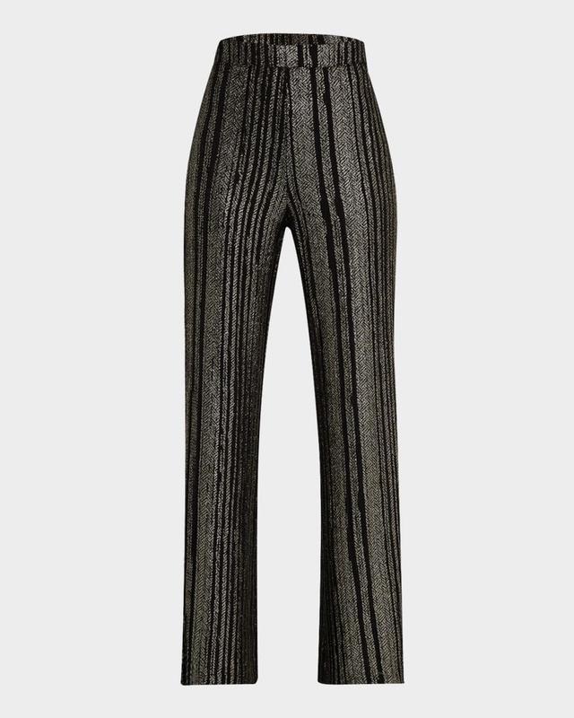 Jenna Straight-Leg Metallic Striped Pants Product Image