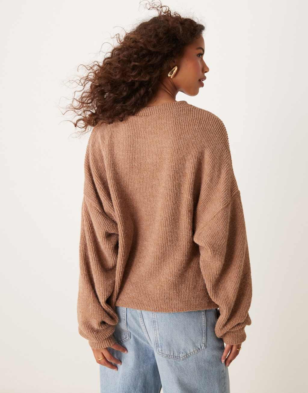 ASOS DESIGN boucle knit sweater in beige product image