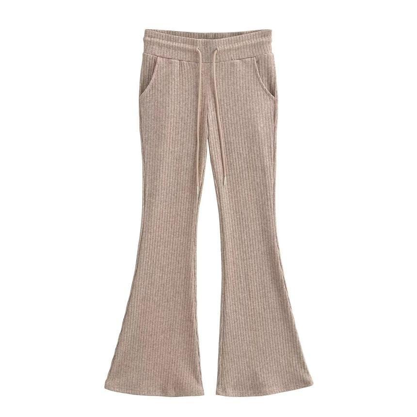 High Rise Plain Flared Pants Product Image