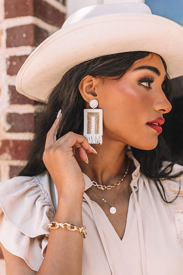 Malibu Pier Beaded Earrings In White Product Image