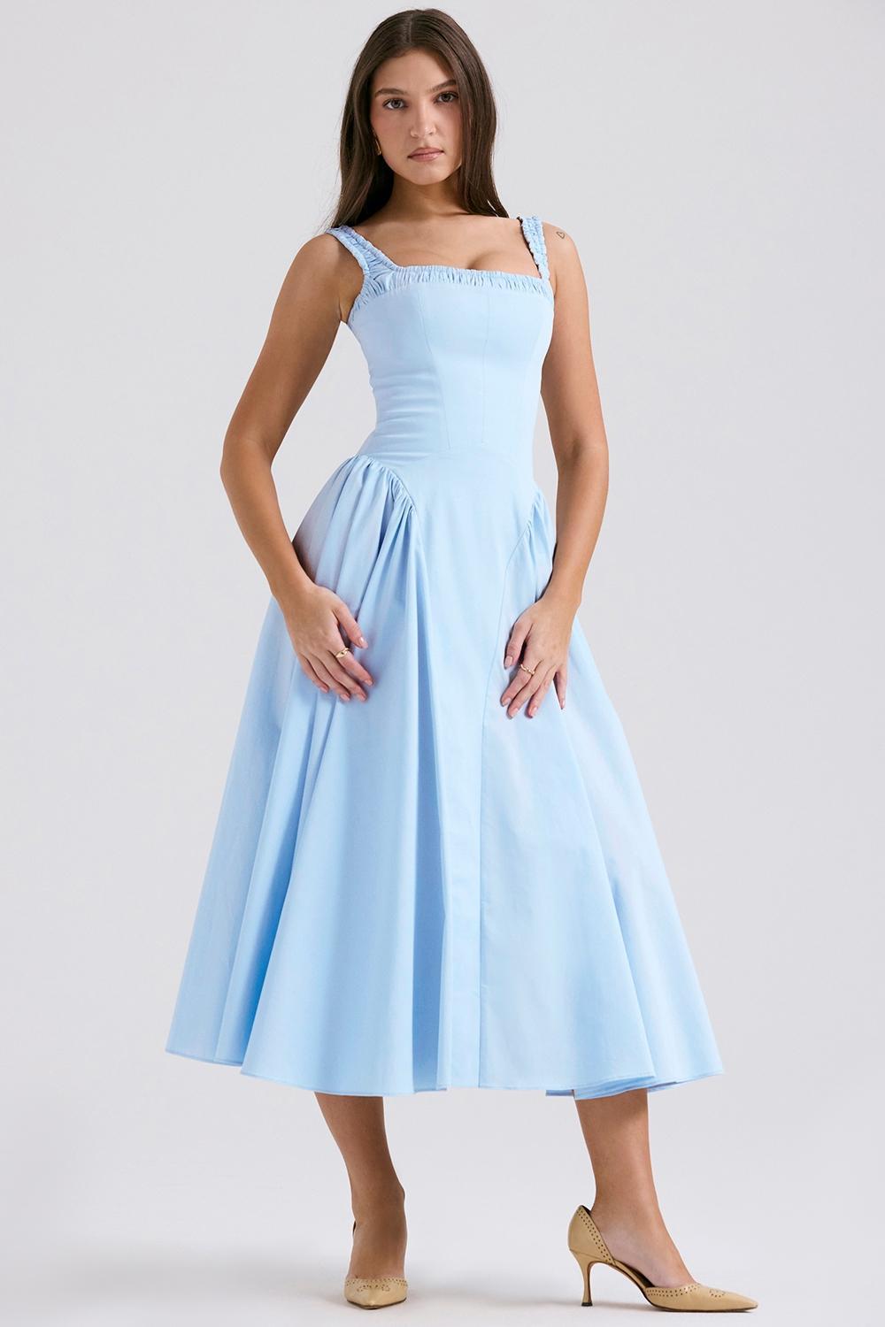 Dorothy Italian Azure Cotton Midi Sundress Product Image