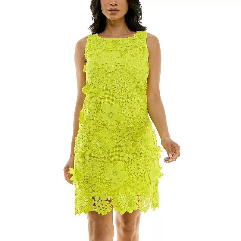 Womens Nina Leonard Crochet 3D Floral Embroidery Sheath Dress Product Image