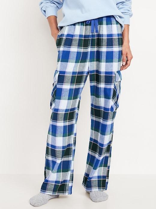 High-Waisted Flannel Cargo Pants Product Image