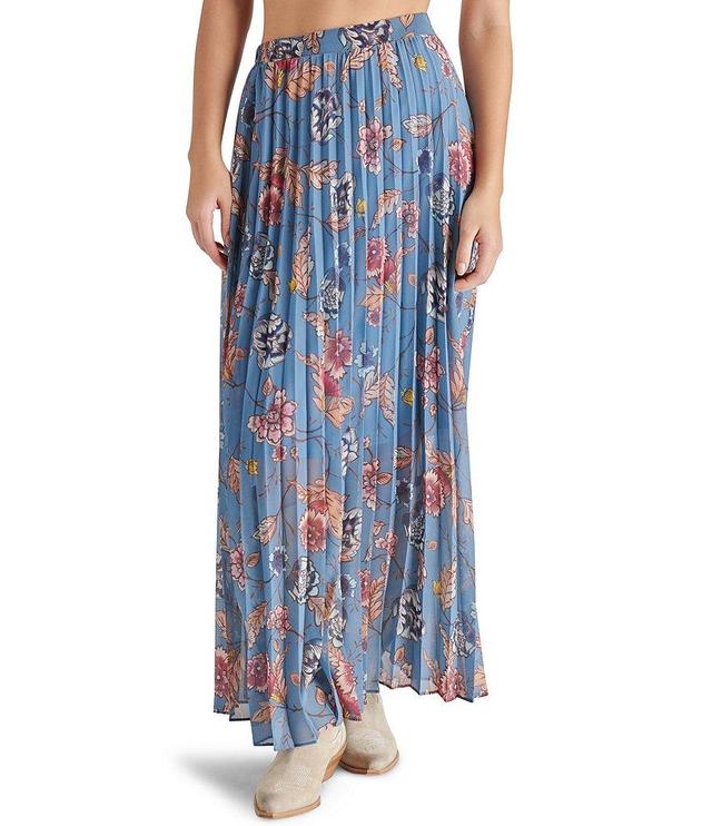 Steve Madden Coppola Chiffon Floral Print Pleated Maxi Skirt Product Image