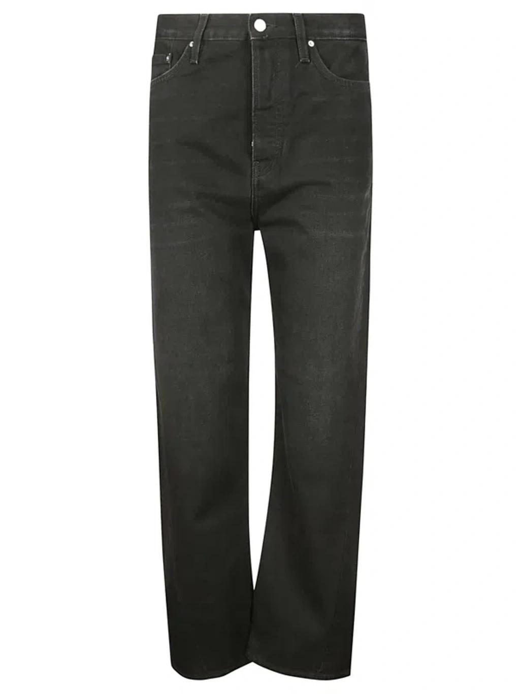 Straight Leg Jeans In Black Cotton Woman Product Image