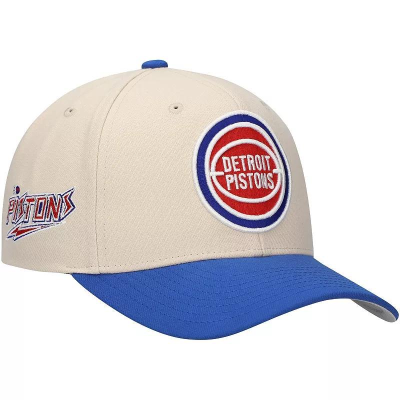 Mitchell & Ness Mens Cream Detroit Pistons Game On Two-Tone Pro Crown Adjustable Hat Product Image