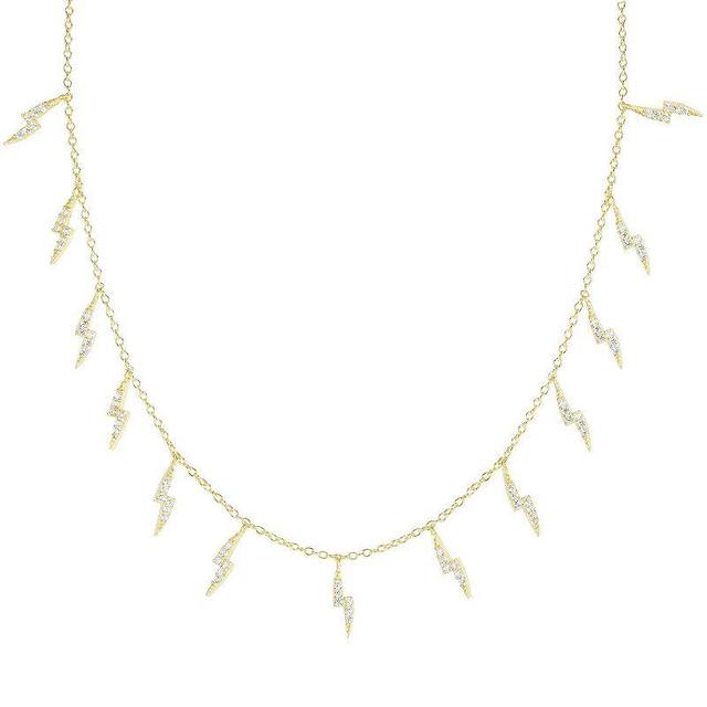 Sunkissed Sterling 14K Gold Over Silver Cubic Zirconia Lightning Bolt Charm Necklace, Womens Gold Tone Product Image