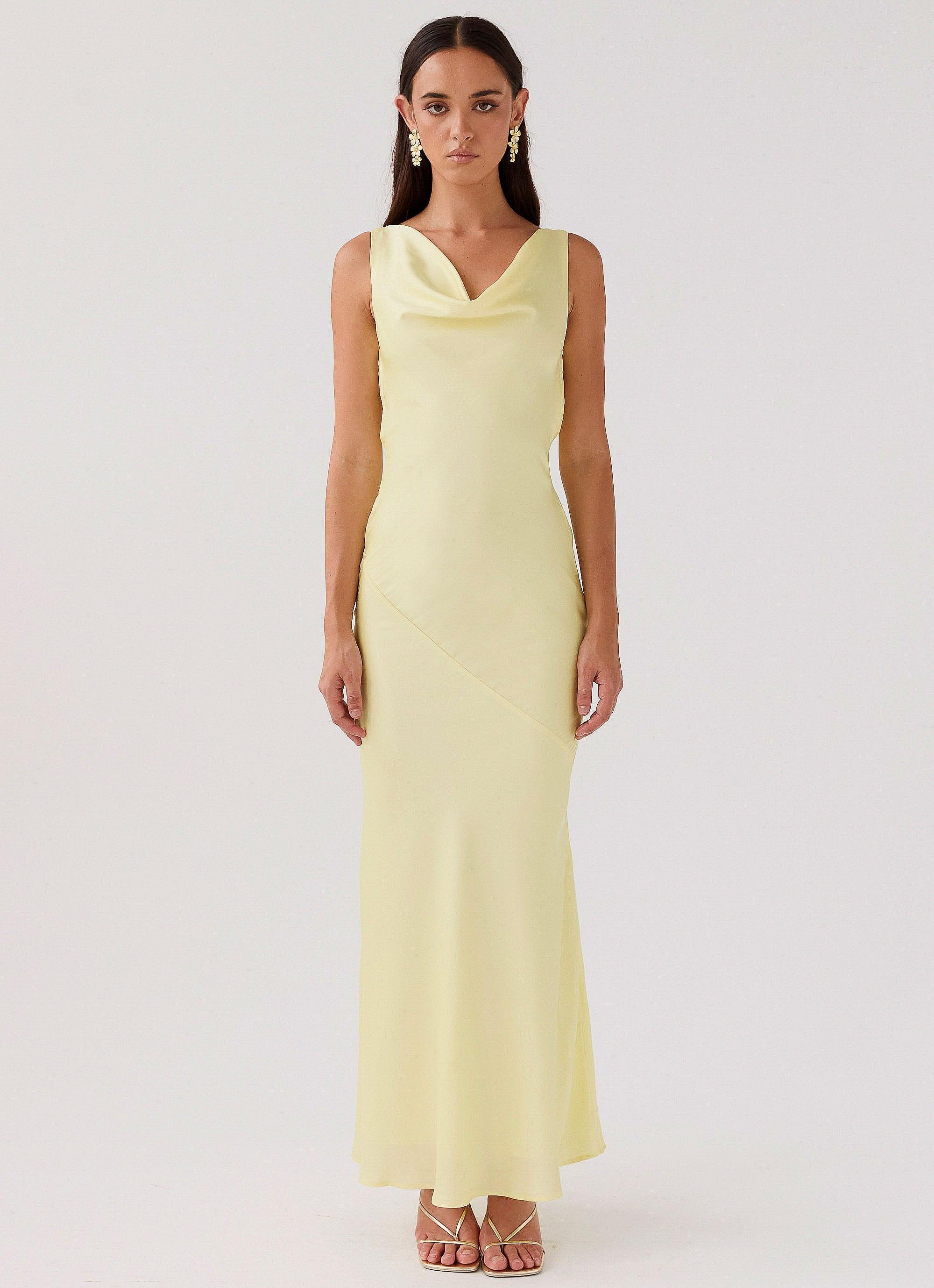 Be Mine Satin Maxi Dress - Canary Product Image