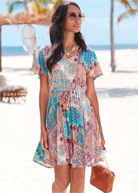 Paisley Print V-Neck Dress Product Image