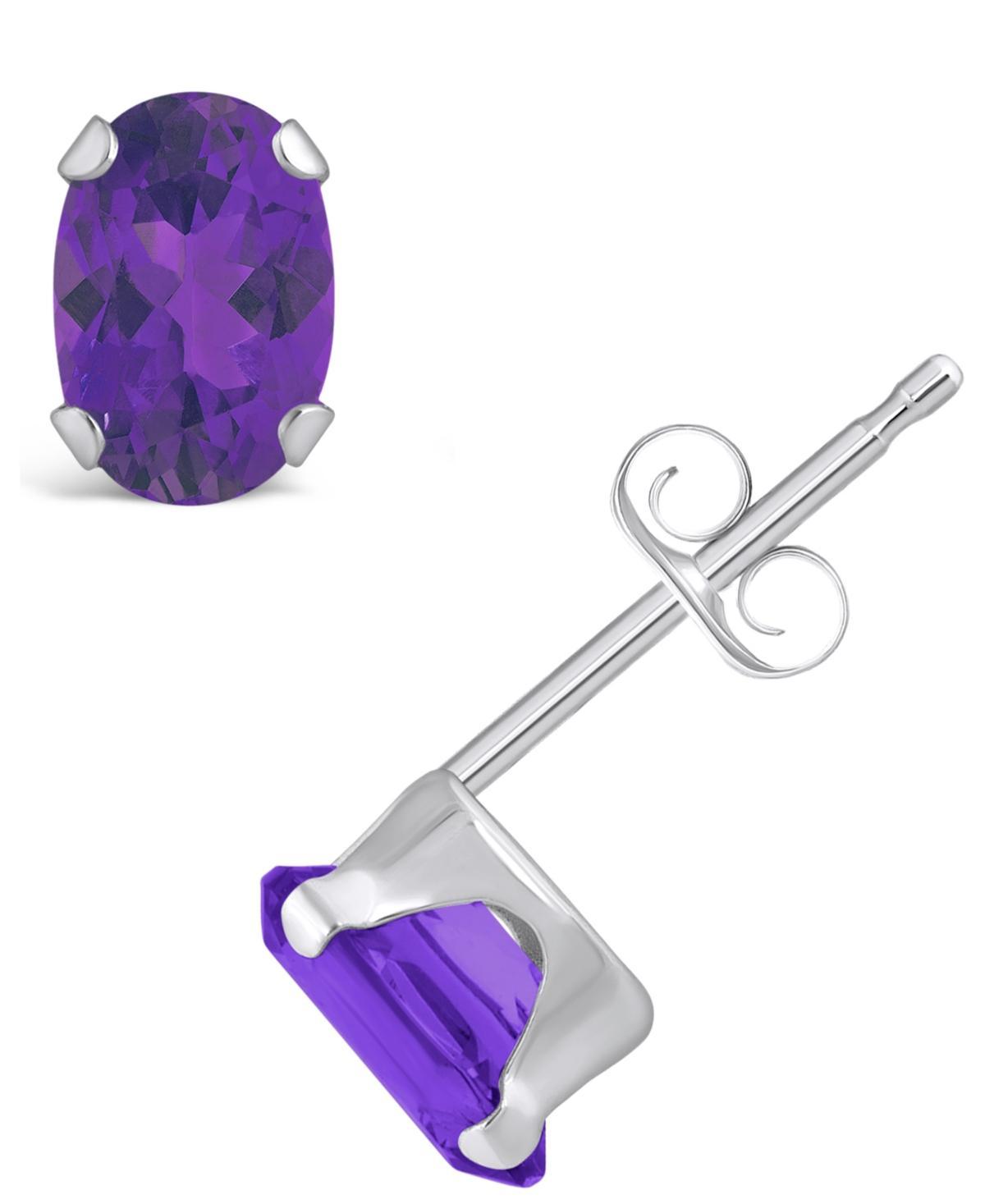 Macys Gemstone Stud Earrings in 10k White Gold Product Image