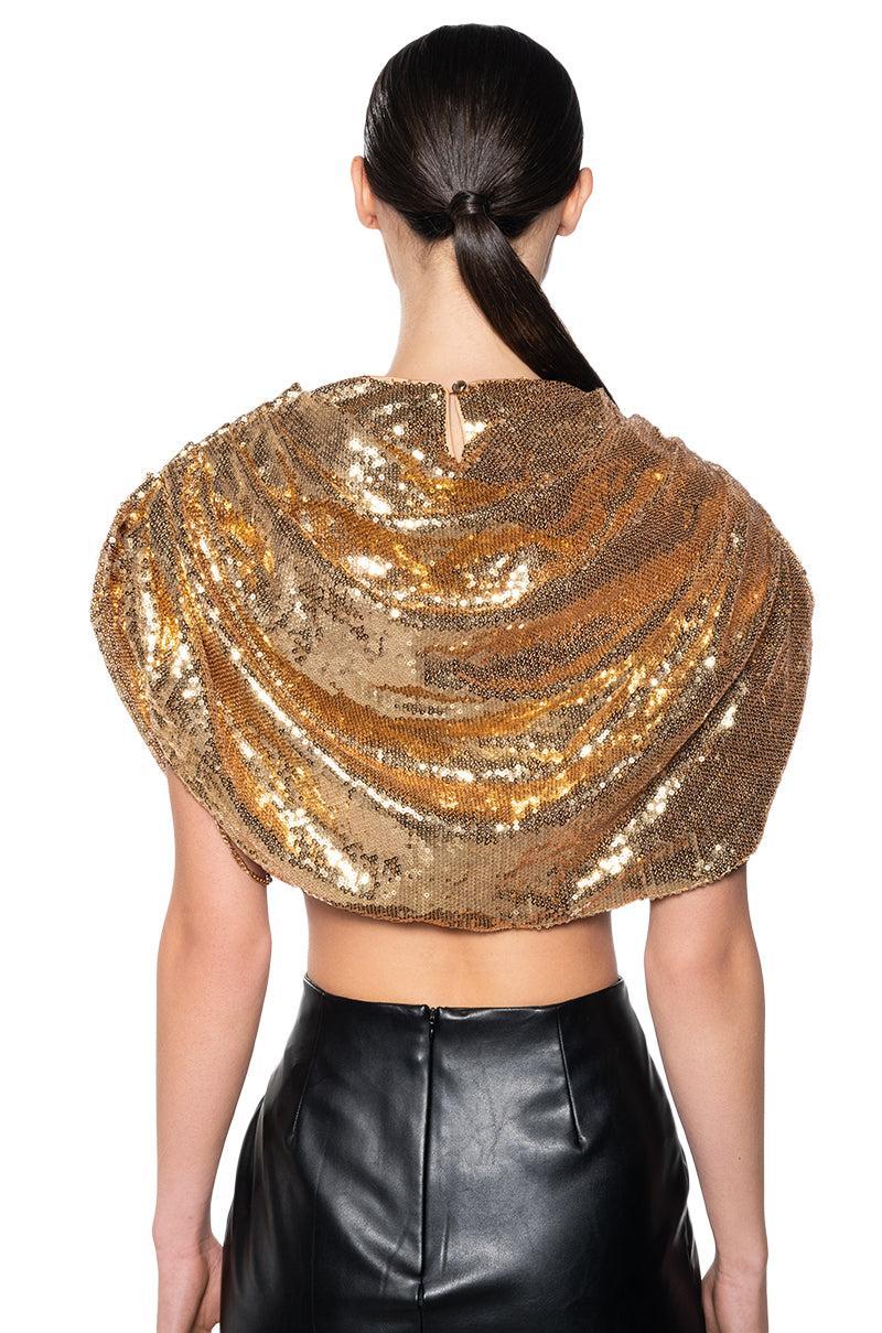 RUNWAY VIBE SEQUIN DRAMATIC TOP Product Image