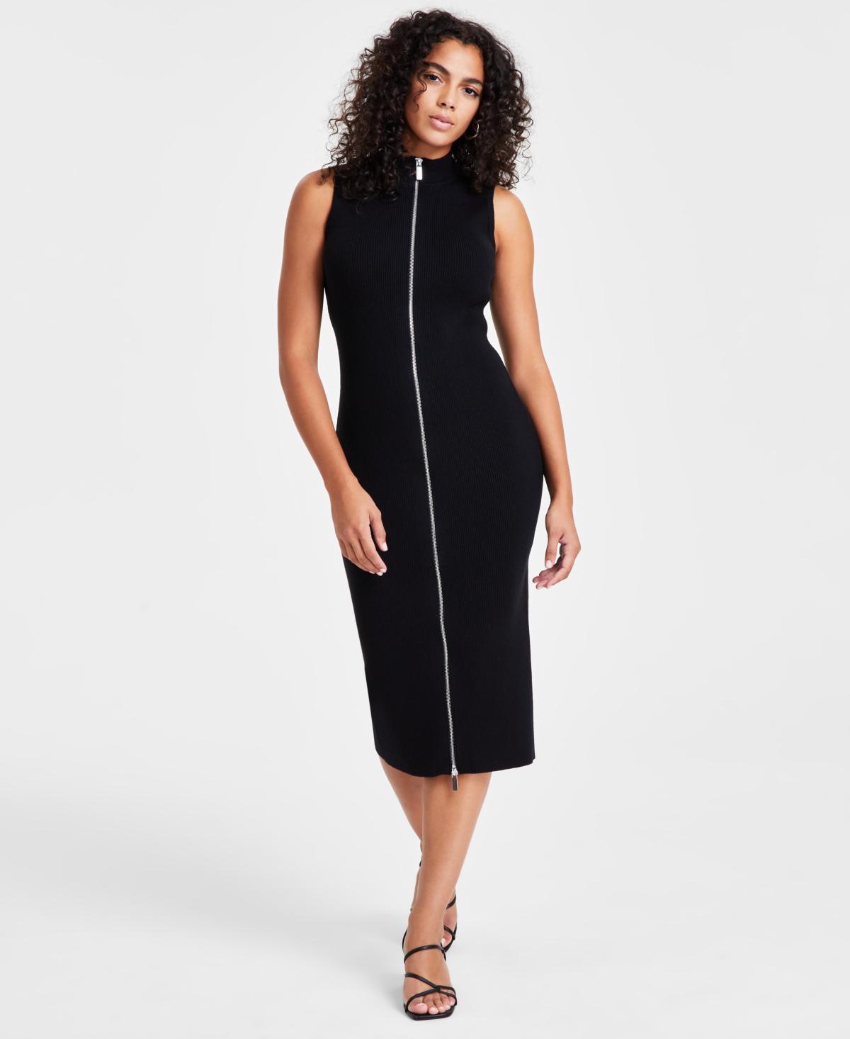 Bar Iii Womens Zip-Front Sleeveless Ribbed Sweater Dress, Created for Macys Product Image