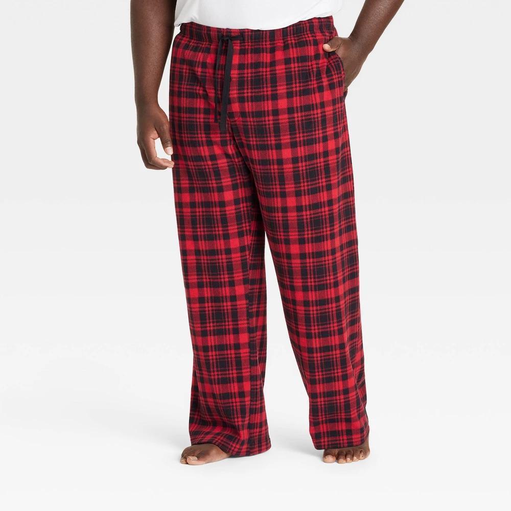 Mens Big & Tall Check Microfleece Pajama Pants - Goodfellow & Co Red 3XL Product Image