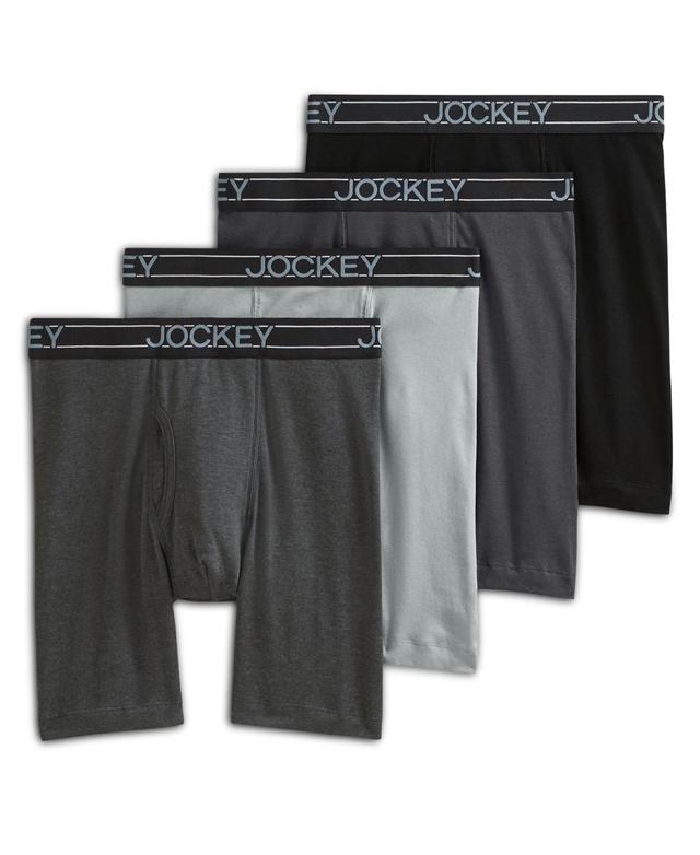 Mens Jockey 4-Pack Cotton Blend Long Leg Boxer Brief Product Image