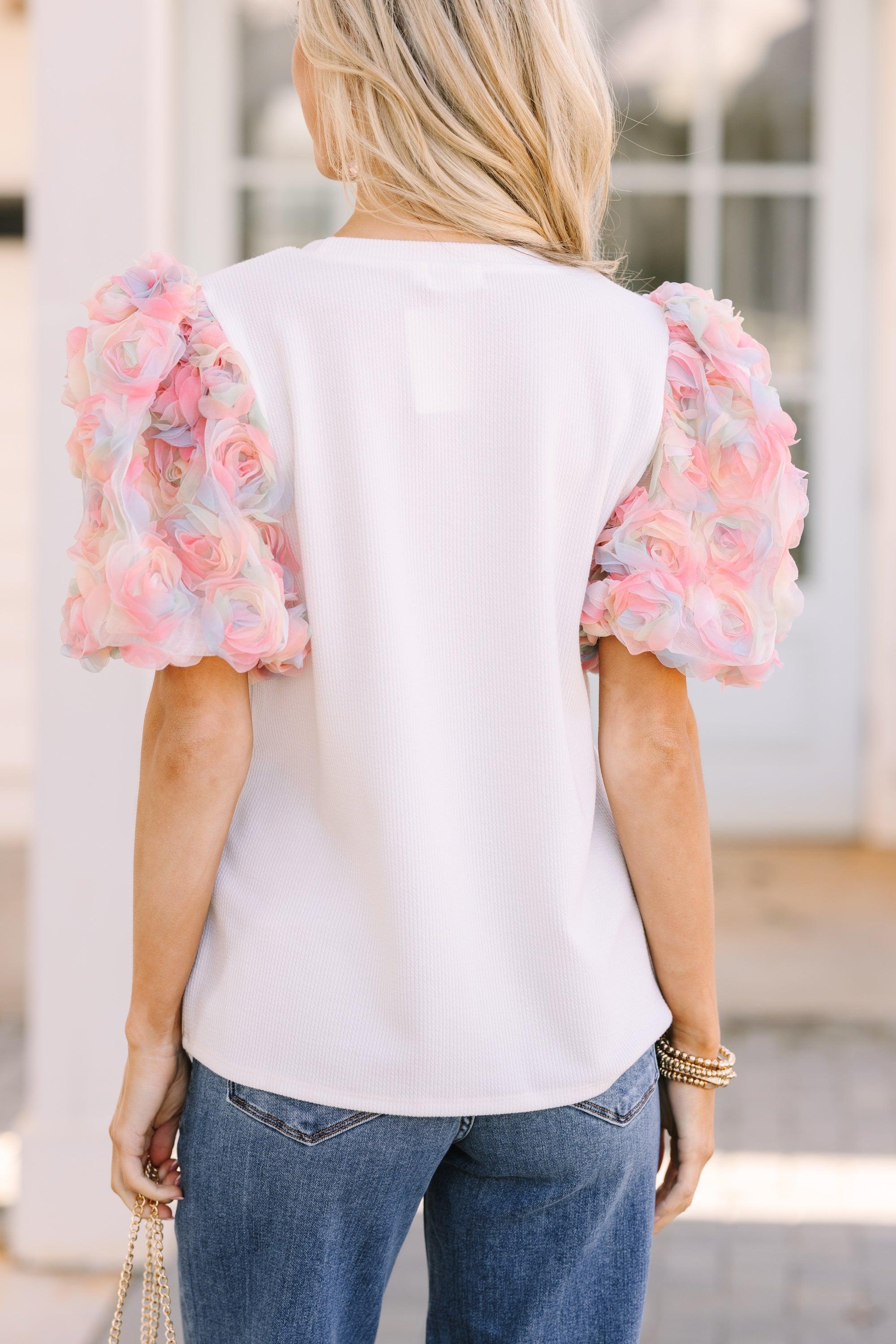 Who You Are White Floral Puff Sleeve Blouse Female Product Image