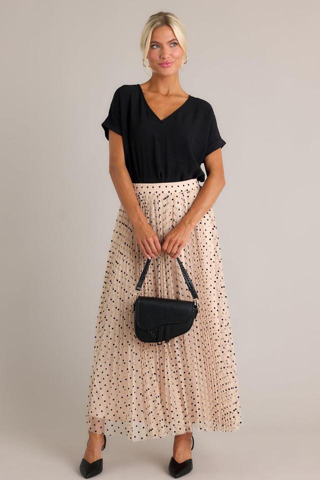 Vintage Wave Beige Tulle Polka Dot Maxi Skirt Product Image