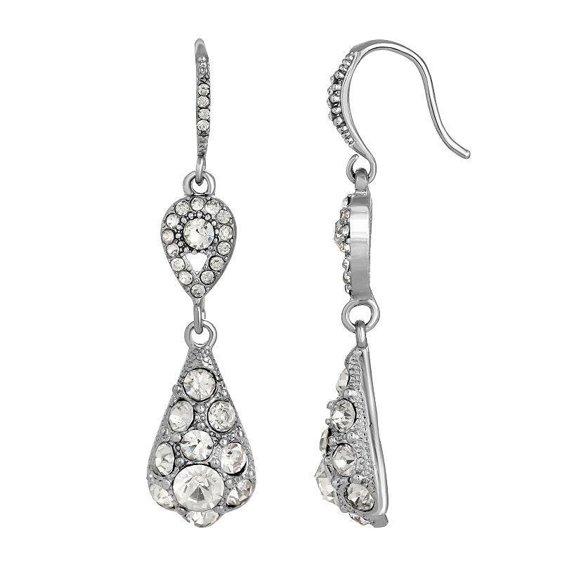 1928 Silver-Tone Crystal Drop Earrings, Womens, Multicolor Product Image