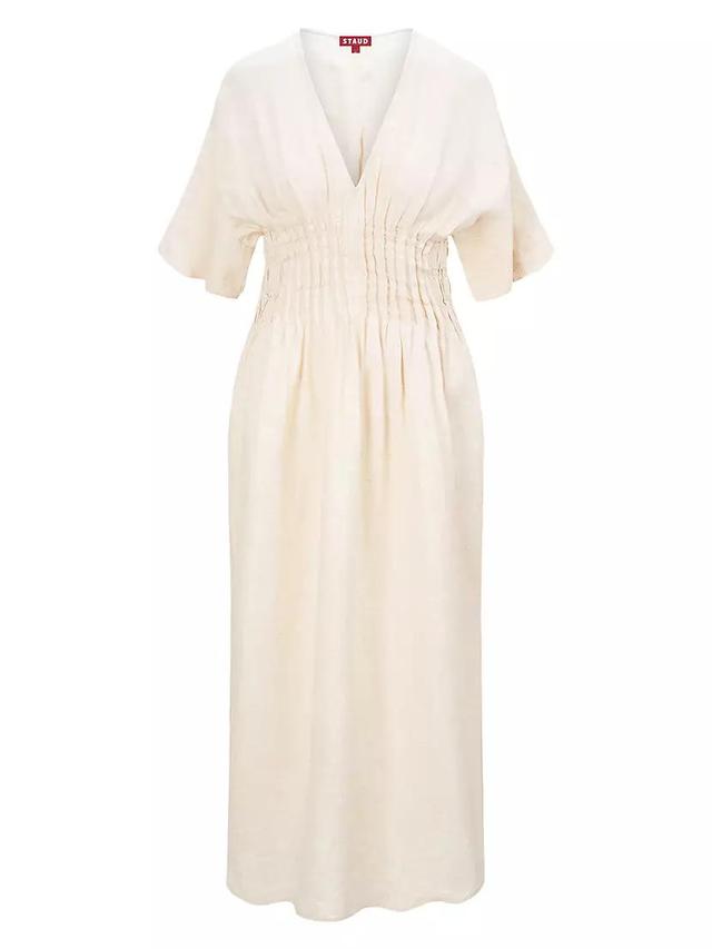 Lauretta Pleated Linen Midi-Dress Product Image