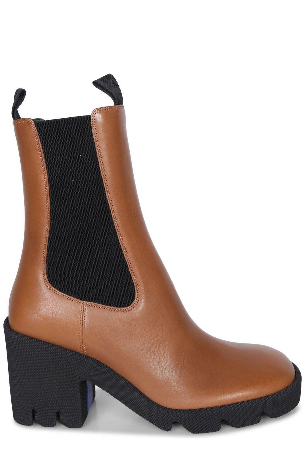 BURBERRY Round-toe Heeled Ankle Boots In Buff product image