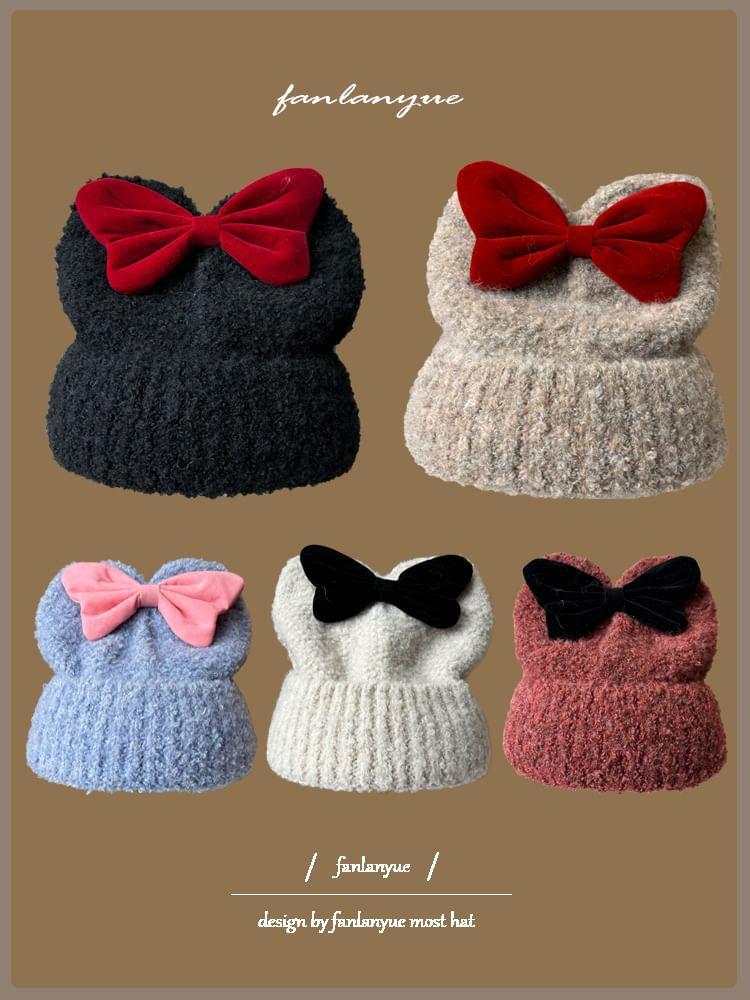 Plain Bow Beanie Product Image