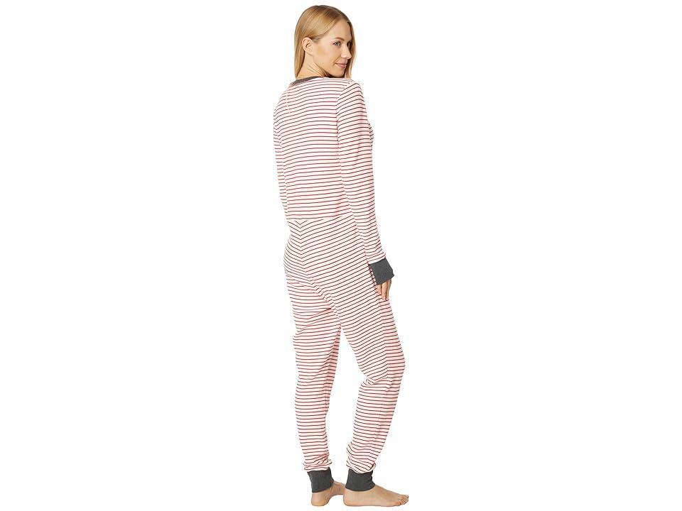 L.L.Bean Mini Waffle One-Piece (Nautical Stripe) Women's Pajama Sets Product Image