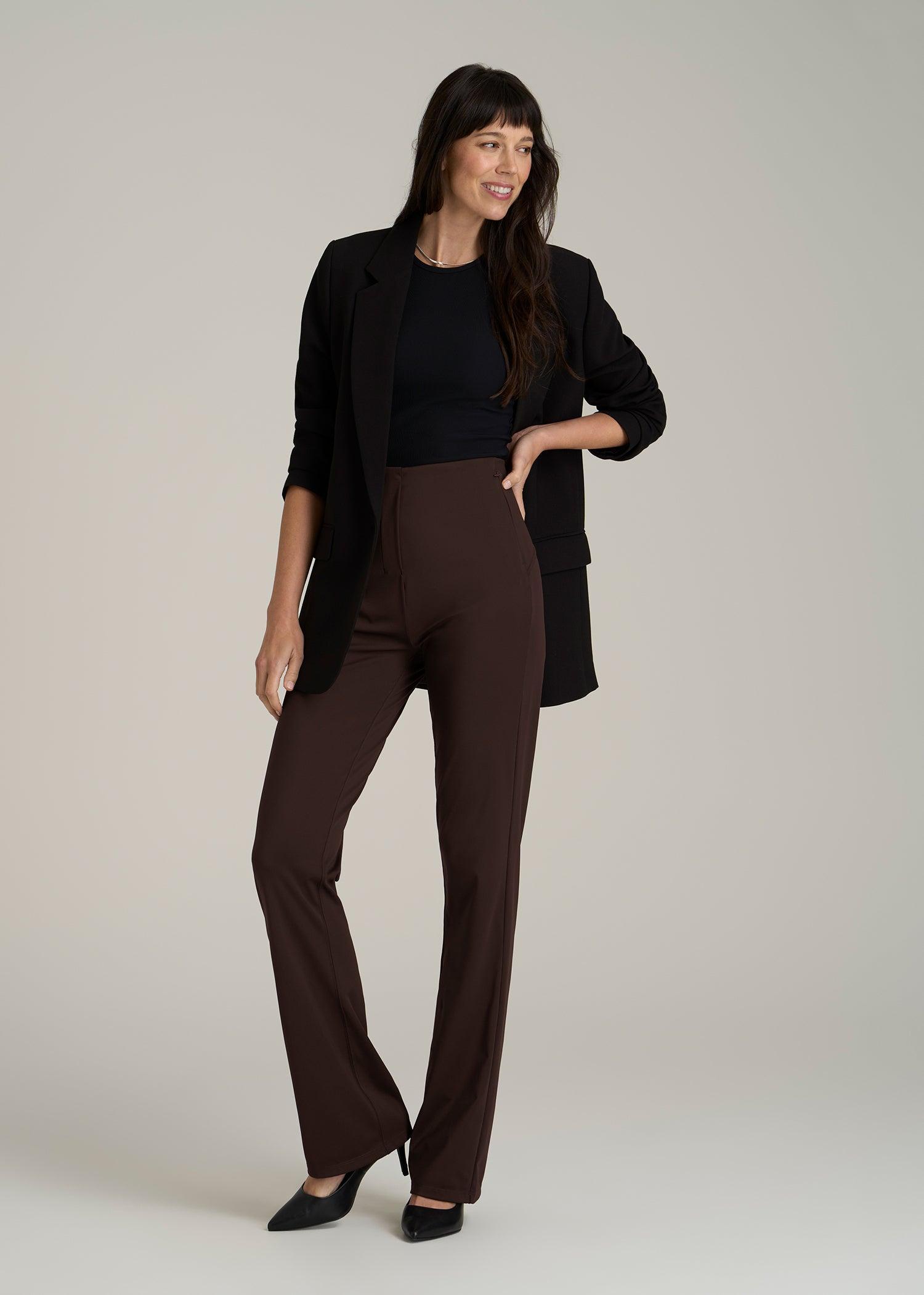 High Rise Pull On Mini Flare Pant for Tall Women in Espresso Female Product Image