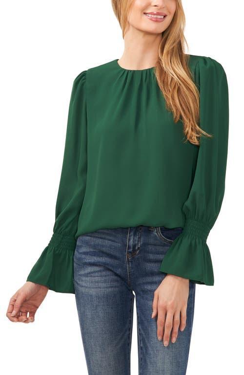 CeCe Long Sleeve Ruffle Cuff Crepe Top Product Image