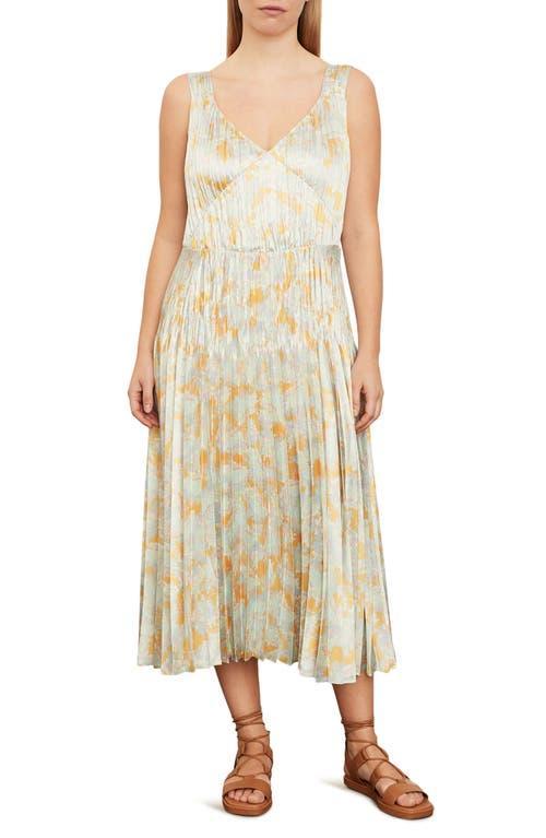 VINCE Floral-print Plissã© Satin Midi Dress In Multicoloured Product Image