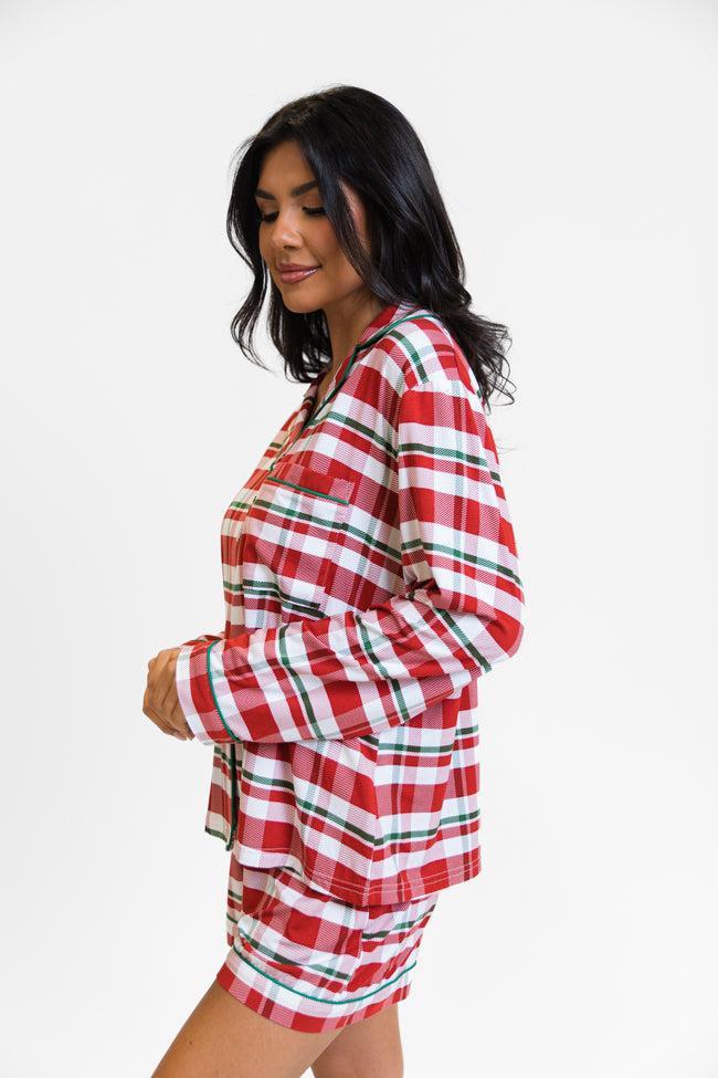 Under The Stars in Christmas Plaid Long Sleeve Bamboo Pajama top FINAL SALE Product Image