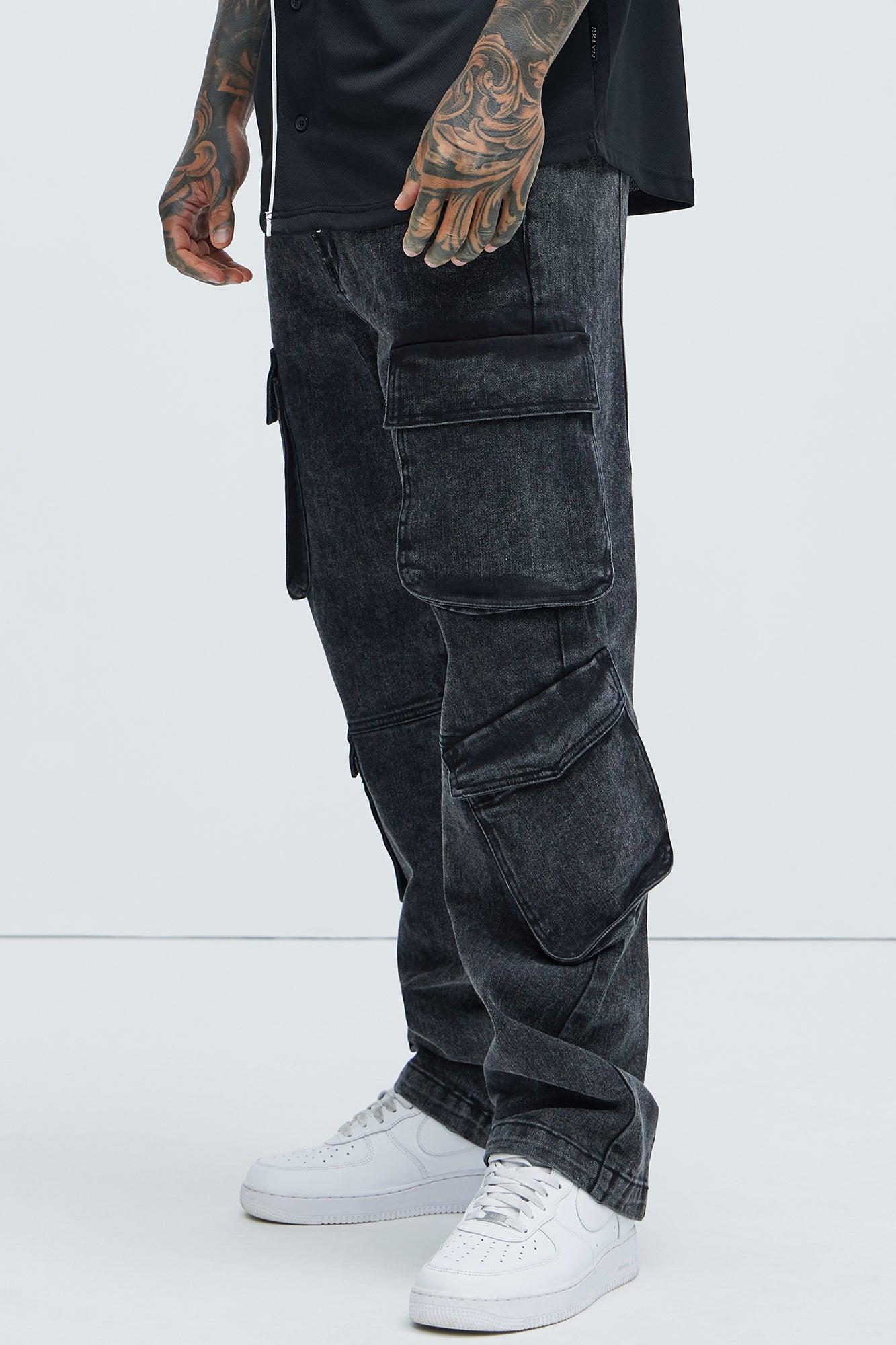 Black Jack Mike Straight Cargo Jeans - Black Wash Product Image