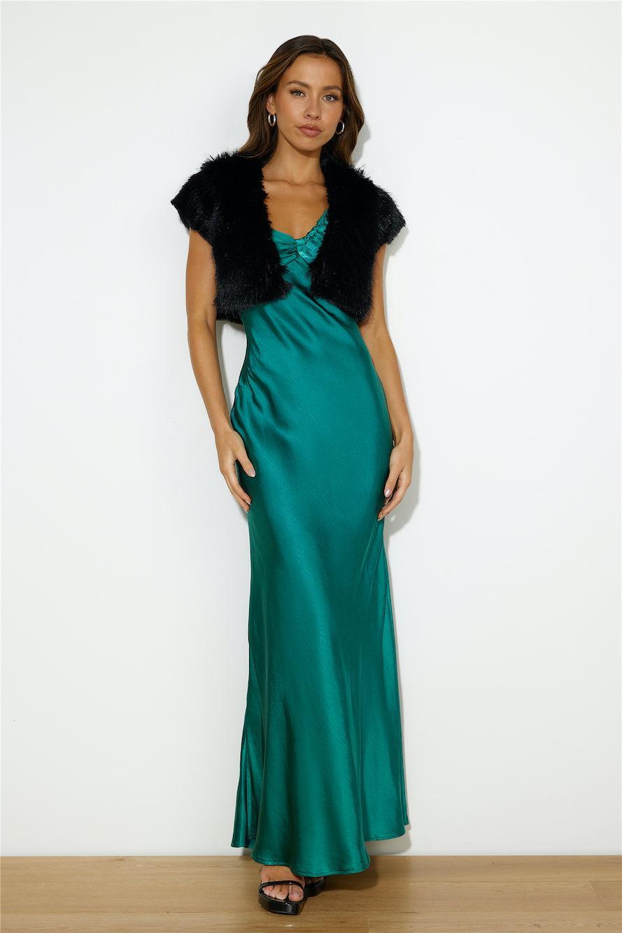 Silk Statement Satin Maxi Dress Teal Product Image