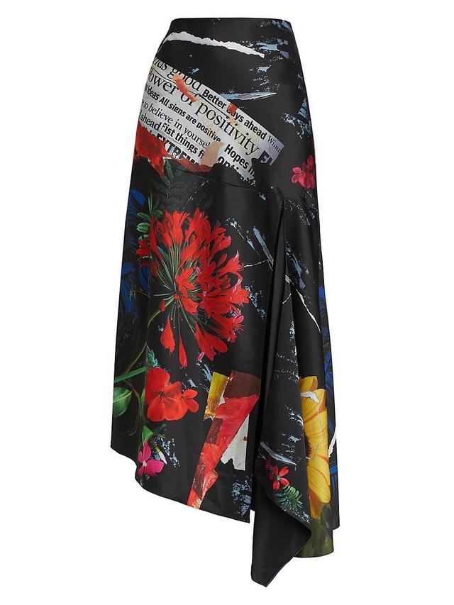 Womens Ayla Printed Satin Midi-Skirt Product Image