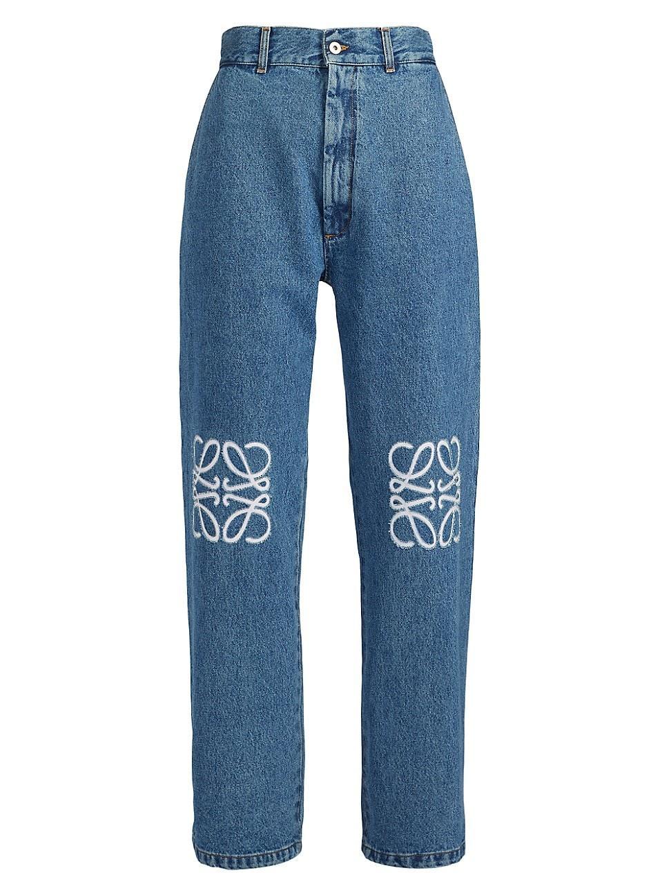 Womens Wide-Leg Brand-Embellished Jeans Product Image