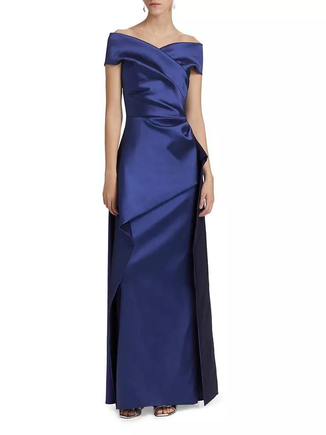 Off-The-Shoulder Mikado Satin Peplum Gown Product Image