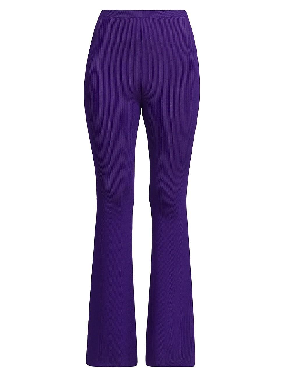 Womens Rib-Knit Flare Trousers Product Image