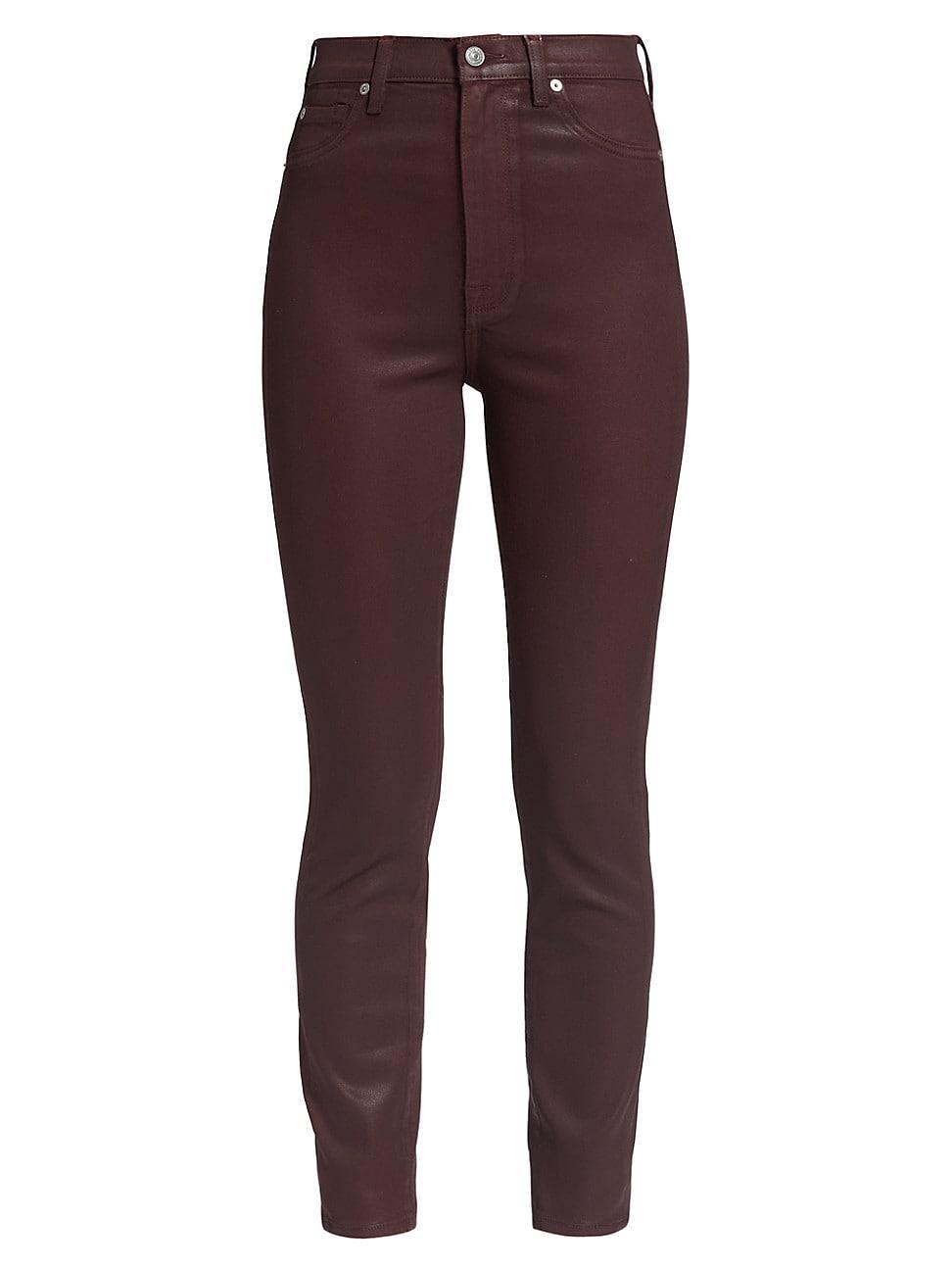 7 For All Mankind High Rise Ankle Skinny Jeans in Coated Ruby Product Image