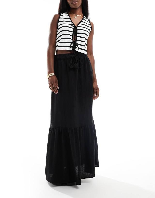 Vero Moda boho maxi skirt in black Product Image