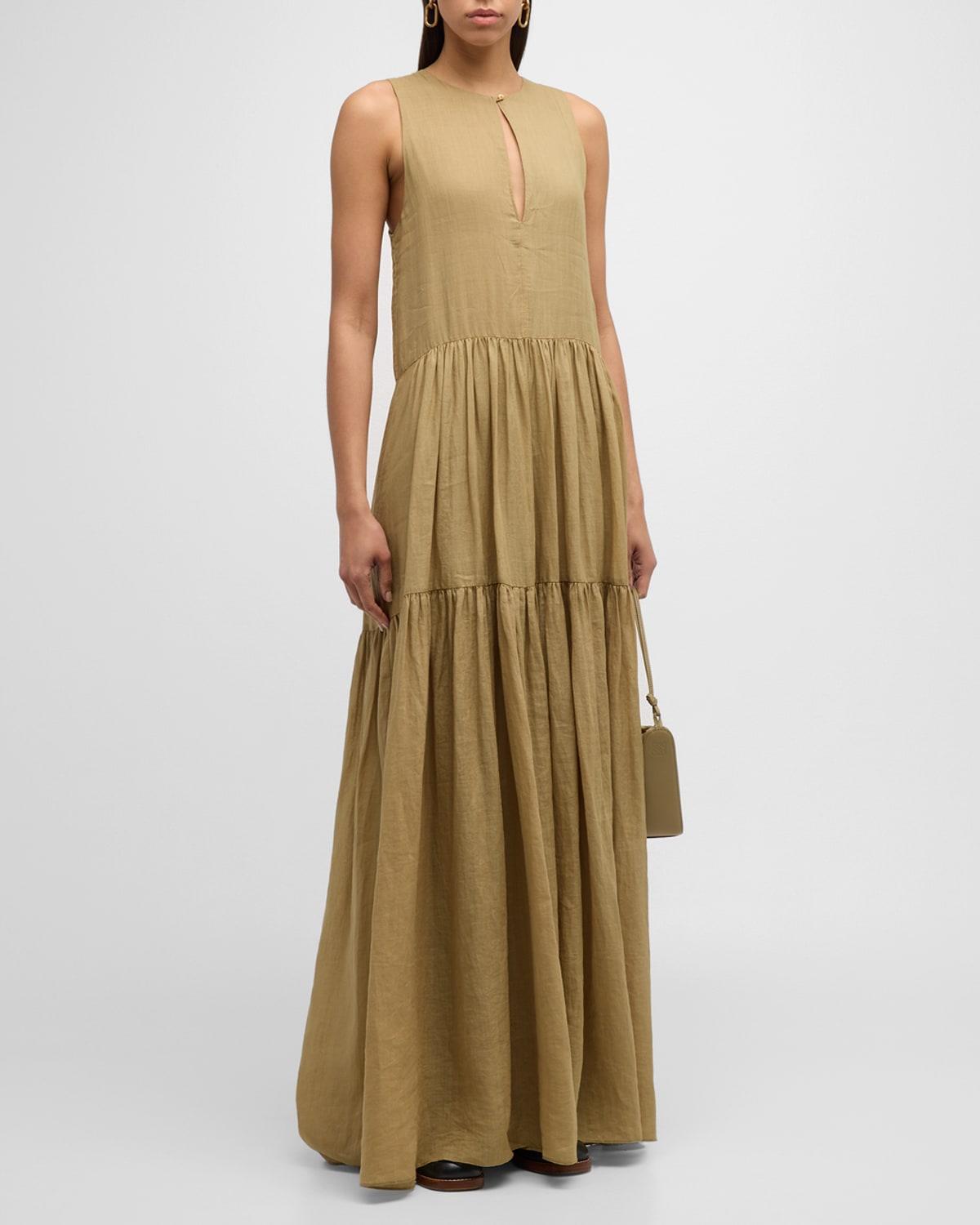 Womens Tiered Sleeveless Maxi Dress Product Image