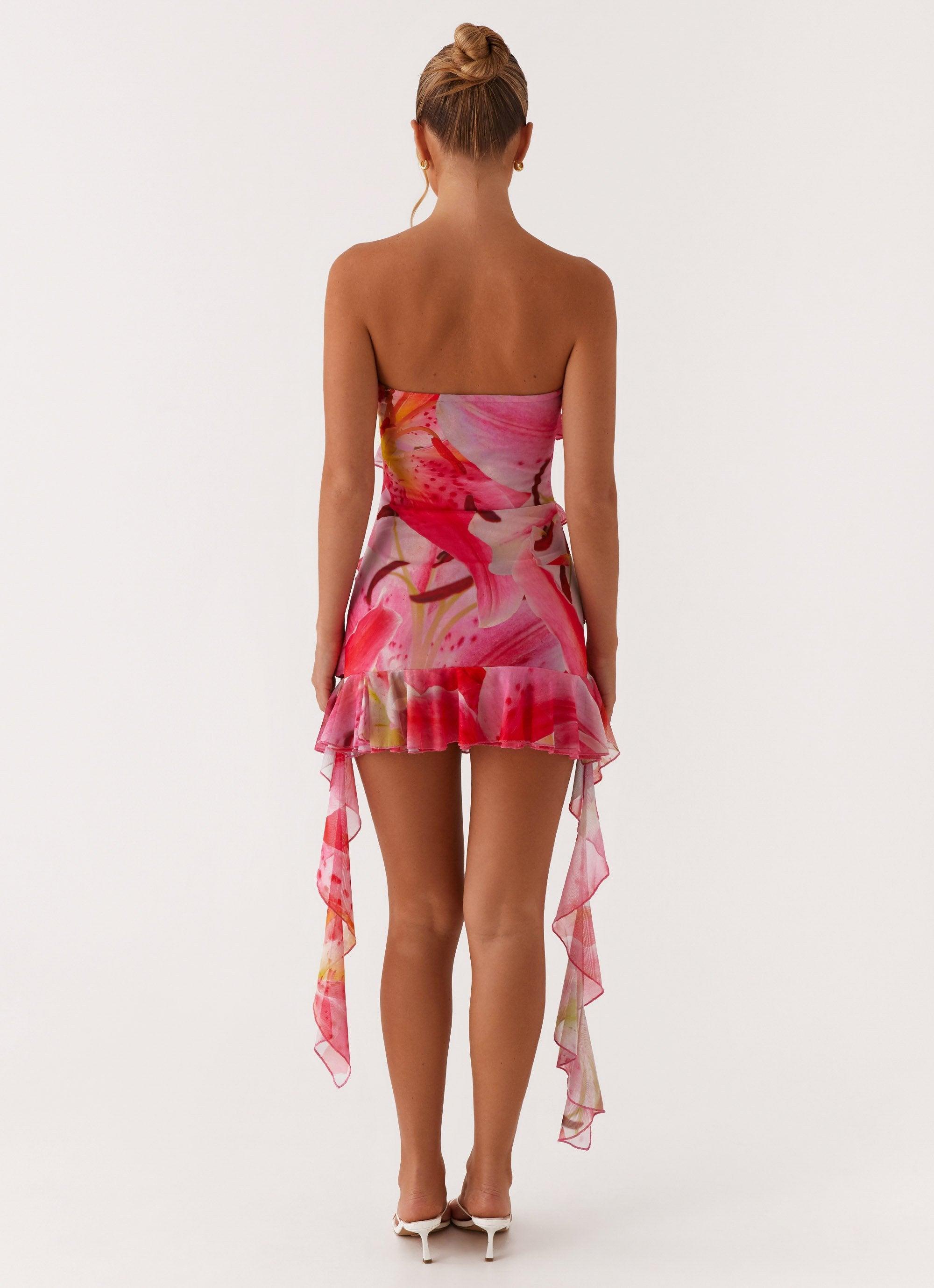 Macey Mini Dress - White Pink Lilly Product Image