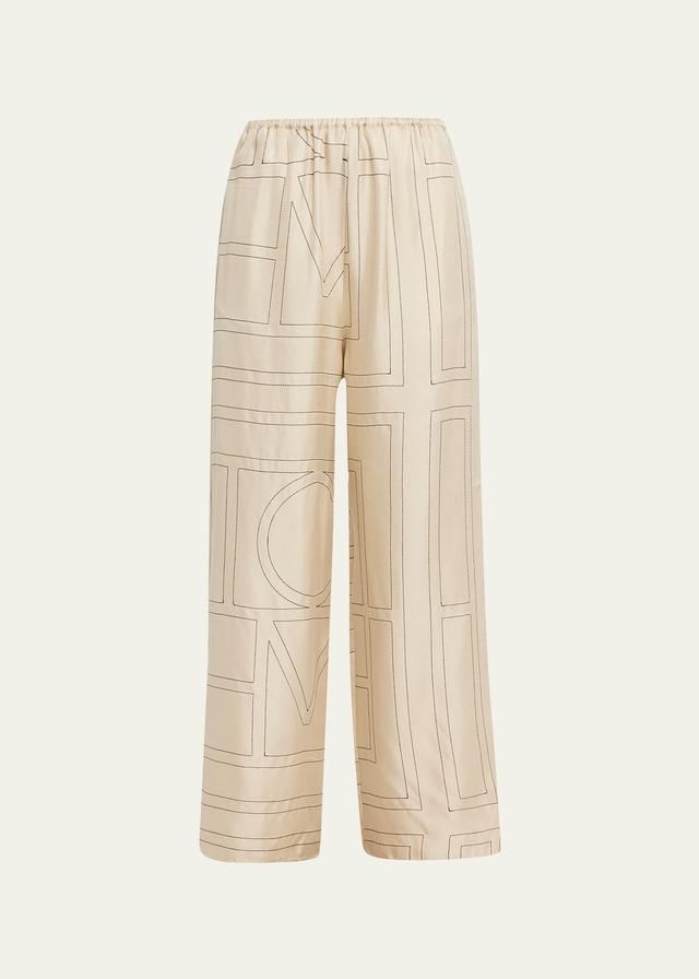 Womens Monogram Stitch Silk Pants Product Image