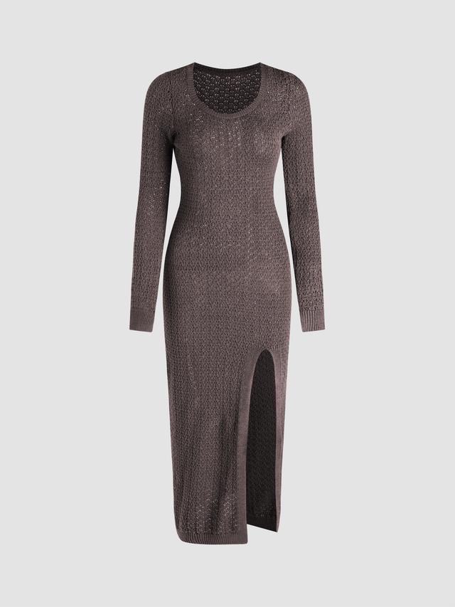 Knit Solid Split Maxi Dress Product Image