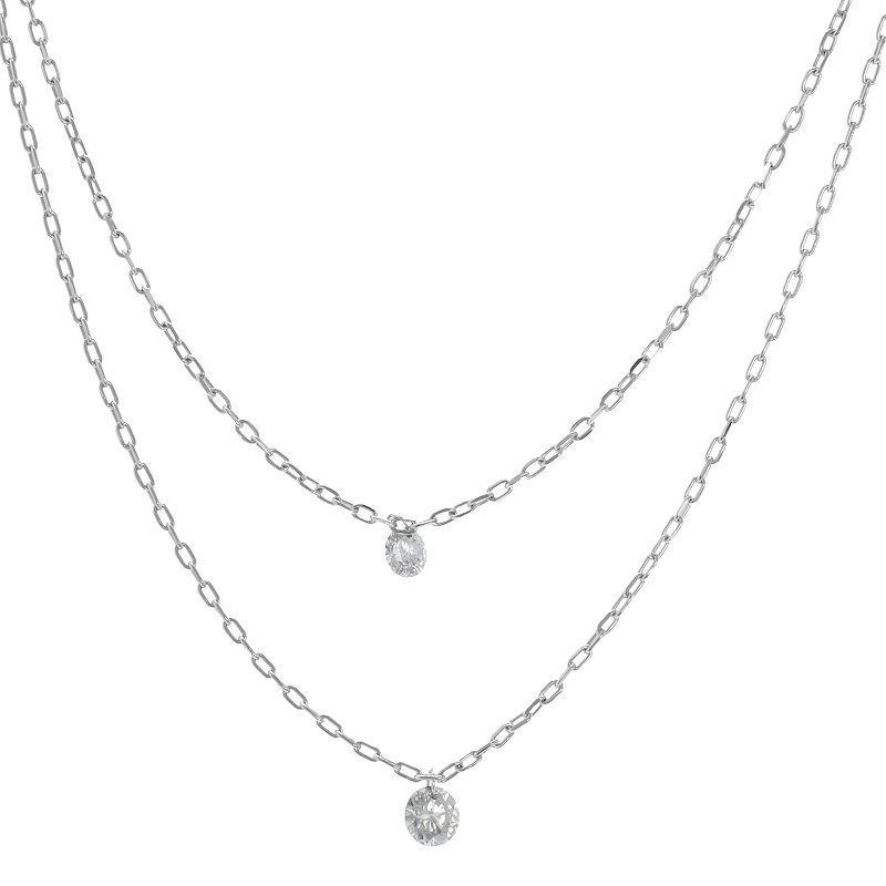 Luxle 18k White Gold 1/4 Carat T.W. Double Layer Diamond Dangle Necklace, Womens Product Image