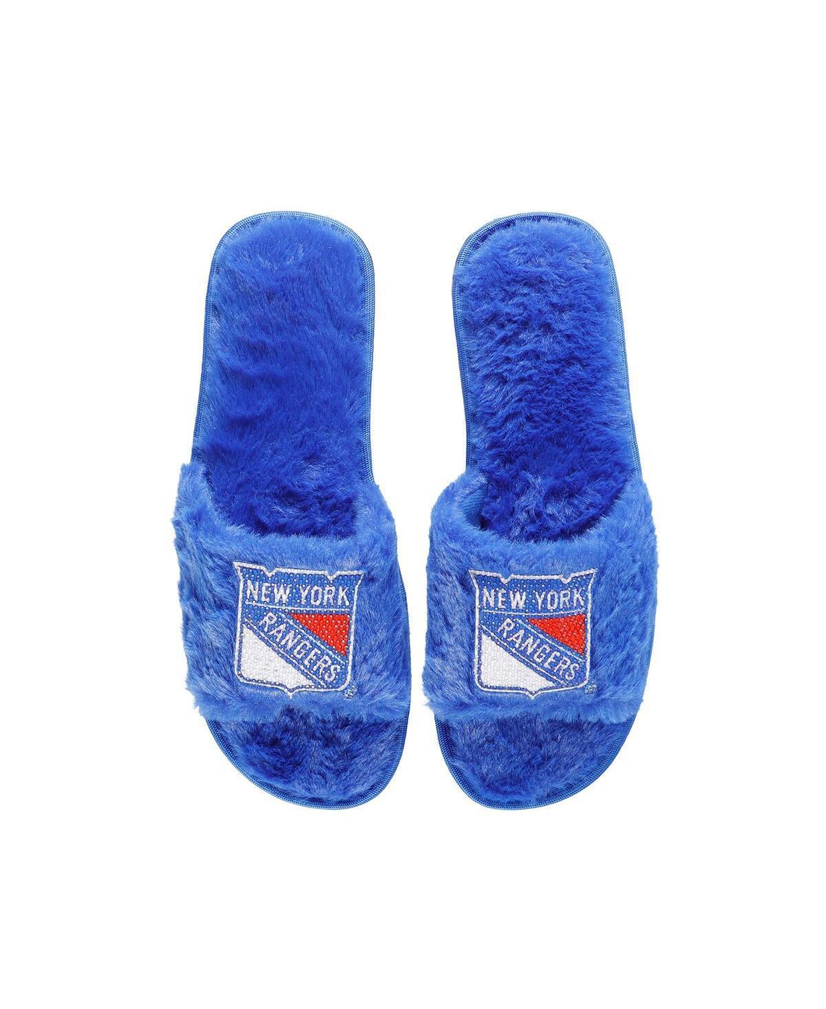 Womens FOCO Royal New York Rangers Rhinestone Fuzzy Slippers Product Image