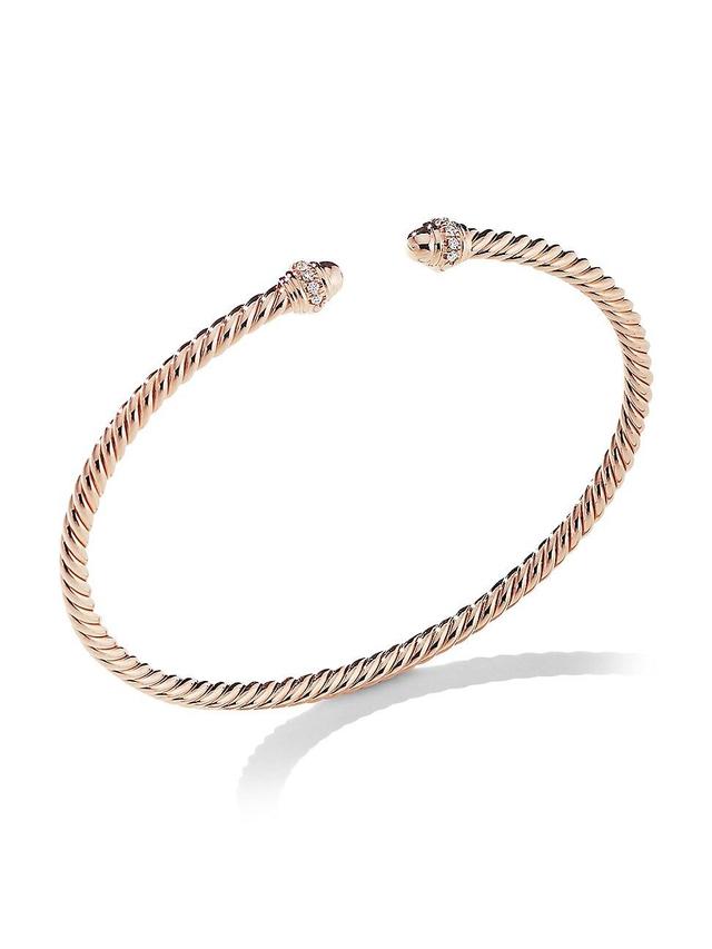 Womens Cablespira Bracelet in 18K Rose Gold with Pav Diamonds Product Image