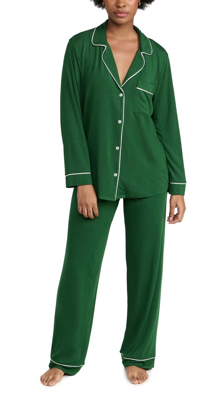 Eberjey Gisele Long Pj Set Forest Green/Ivory M Product Image