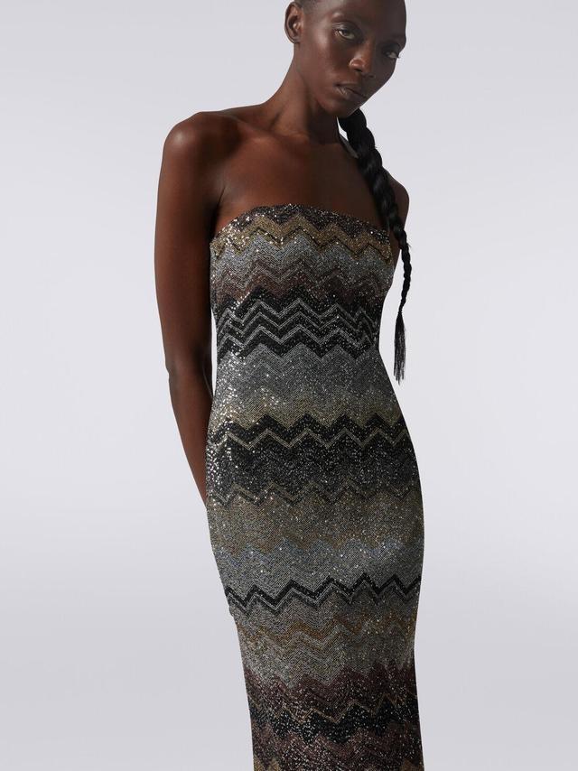 Long dress in viscose blend chevron with sequins Multicoloured | Missoni Product Image