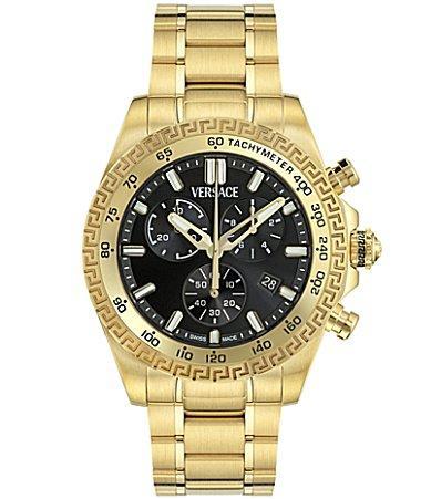 Versace Mens Chrono X Gold Tone Stainless Steel Bracelet Watch Product Image