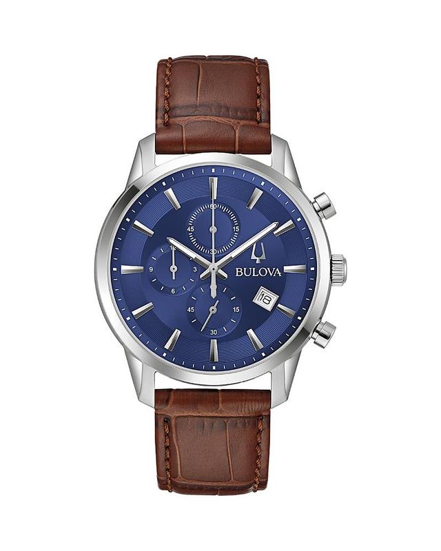 Bulova Mens Chronograph Classic Sutton Brown Leather Strap Watch 41mm Product Image