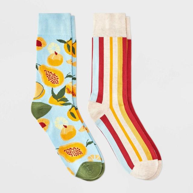 Mens Print Novelty Crew Socks 2pk - Goodfellow & Co Light Blue 7-12 Product Image