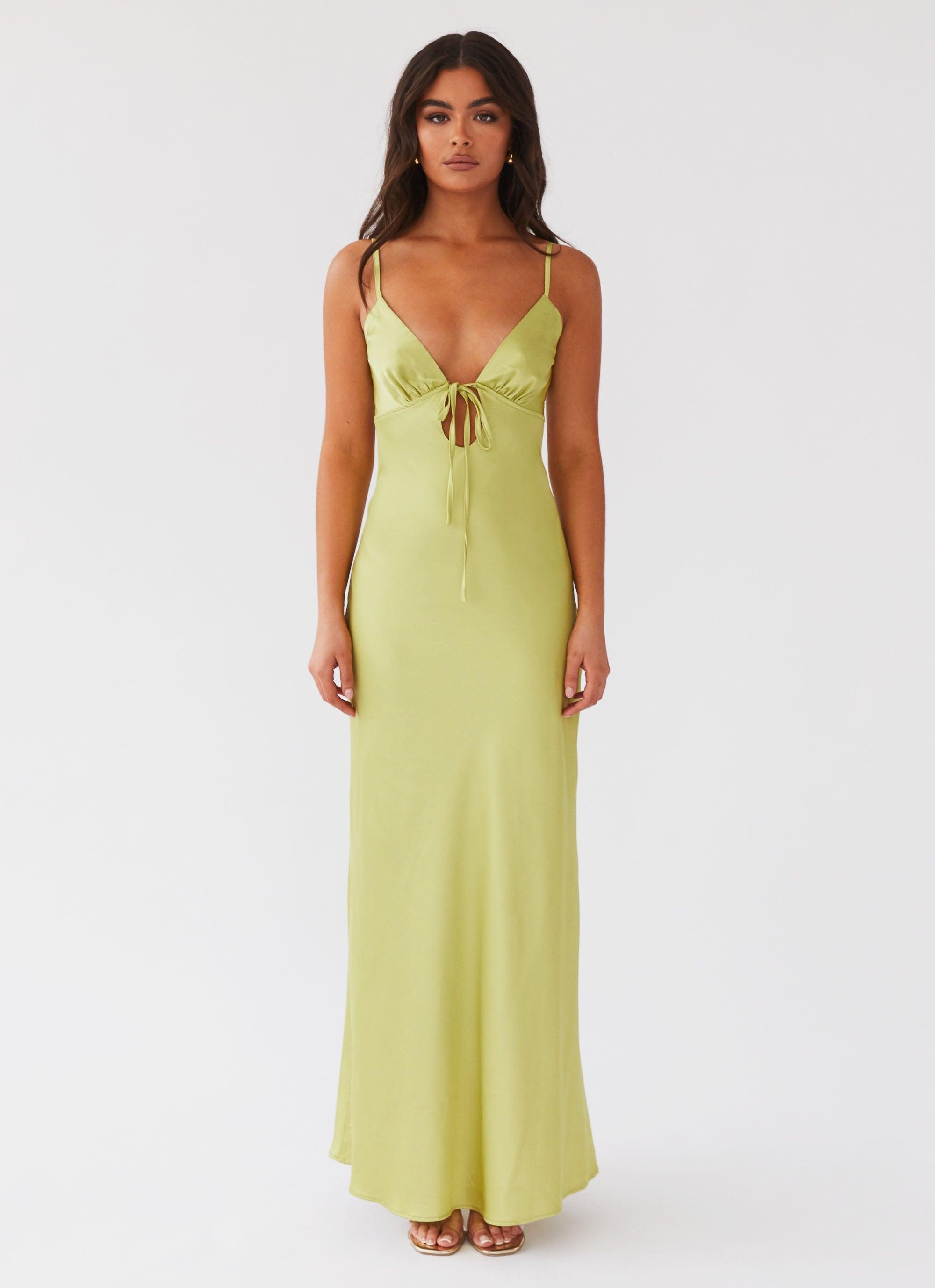 Flora Satin Maxi Dress - Green Expectations Product Image